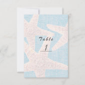 ホワイト スターフィッシュ & ブルー Burlap ビーチ テーブル ナンバー 招待状 (正面)