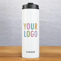 ホワイト ステンレススチール タンブラー ビジネス ロゴ 12 oz