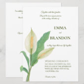 ホワイト・スパティフィラムの水彩画 - ミニマリストの結婚式 招待状 (正面/裏面)