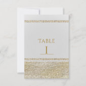 ホワイト＆スパーキングゴールド グラムチック パーティー テーブル ナンバー 招待状 (正面)