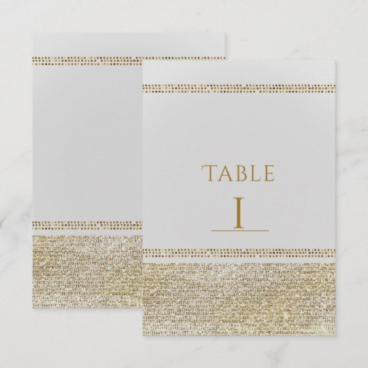 ホワイト＆スパーキングゴールド グラムチック パーティー テーブル ナンバー 招待状 (正面/裏面)