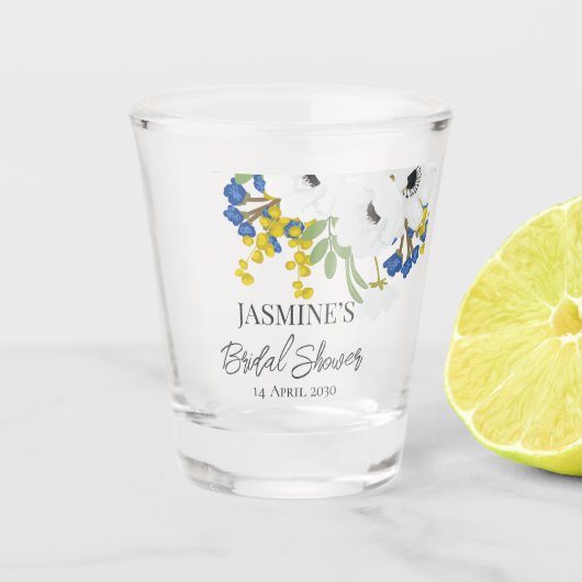 ホワイト スプリング フラワーブーケ ブライダルシャワー ショットグラス (正面)