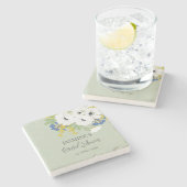 ホワイト スプリング フラワーブーケ ブライダルシャワー ストーンコースター (横)