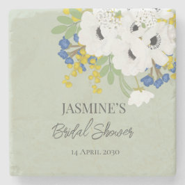 ホワイト スプリング フラワーブーケ ブライダルシャワー ストーンコースター