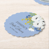 ホワイト スプリング フラワーブーケ ブライダルシャワー ペーパーコースター (アングル)