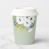 ホワイト スプリング フラワーブーケ ブライダルシャワー 紙コップ (裏面)