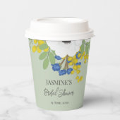 ホワイト スプリング フラワーブーケ ブライダルシャワー 紙コップ (正面)