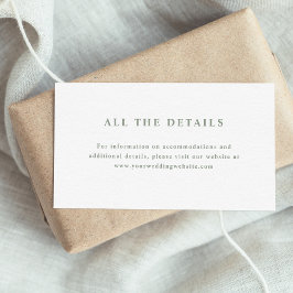 ホワイト&セージエレガントグリーン文字結婚ズ詳細 エンクロージャーカード