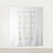 ホワイト&セージ緑結婚のシーティングチャート背景 タペストリー (正面)