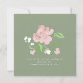 ホワイト & セージ | おしゃれな花のウェディング Save The Date セーブザデート (裏面)