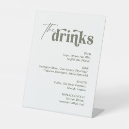 ホワイト&セージ・グリーン・ドリンク結婚ズバー 台座サイン