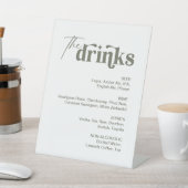 ホワイト&セージ・グリーン・ドリンク結婚ズバー 台座サイン (インサイチュ)