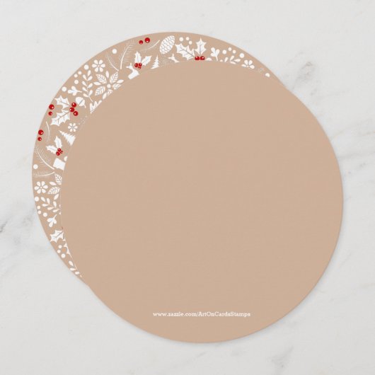 ホワイト&タンクリスマスリースパーティの招待状 招待状 (正面/裏面)