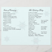 ホワイト/ターコイズウィンタースノーフレーク結婚式 プログラム (裏面)