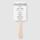 ホワイト ダイヤモンド ハート ウェディング プログラム ハンドファン (正面)