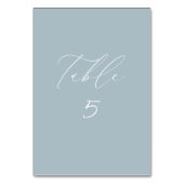 ホワイト&ダスティブルー結婚のテーブル番号カード テーブルナンバー (裏面)