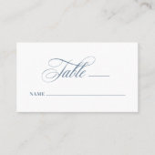 ホワイト & ダスティーブルー | クラシックラグジュアリー ウェディング フラット プレイスカード (正面)
