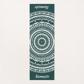 ホワイト&ダークティール（緑がかった色）メンディヘナマンダラ ヨガマット (正面)