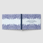 ホワイト&ダークブルーフローラペイズリーレース ゲストブック (全面)