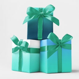 ホワイト ティール スカイ ブルーとターコイズ オンブレ ミックス ラッピングペーパーシート