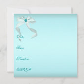 ホワイト ティール ブルー スイート 16 パーティー 招待状 (裏面)