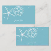 ホワイト&ティール（緑がかった色）エレガントパールスターフィッ結婚シュ 名刺 (正面/裏面)