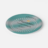 ホワイト&ティール（緑がかった色）パールティール（緑がかった色）ブルーエクセシレーションパーティー ペーパープレート (アングル)