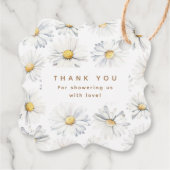 ホワイト デイジー フラワーズ かわいい エレガント ボヘミアンスタイル サンクス フェイバータグ (裏面)