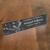 ホワイト・ドーブ・ブラック・マーブル葬儀長  デスクネームプレート (側面)