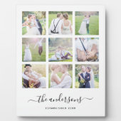 ホワイト ナイン フォト コラージュ ファミリー ネーム カリグラフィー フォトプラーク (正面)