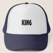 ホワイト×ネイビーのカスタムKINGステートメントアクセサリー メンズ キャップ (正面)