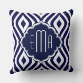 ホワイト&ネイビーグリーンティアドロップジオメトリックパターン2 クッション (裏面)