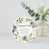 ホワイト&ネイビーフローラリース婚約パーティ 招待状 (スタンド正面)