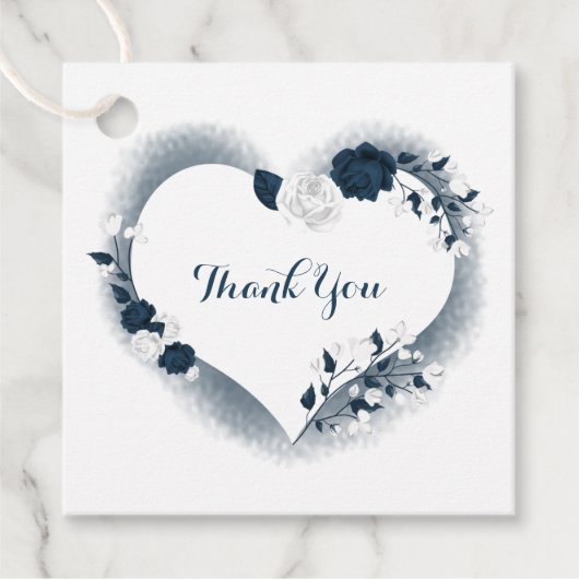 ホワイト&ネイビーフローラ感謝していハートユー フェイバータグ (正面)