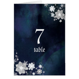 ホワイト&ネイビーブルーウィンターウェディングテーブル番号