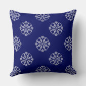 ホワイト&ネイビーブルーモダンクロスステッチレースパターン クッション (裏面)