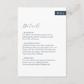 ホワイト&ネイビーブルーモノグラム結婚スクリプトの詳細 エンクロージャーカード (正面)