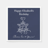 ホワイト&ネイビー応援30年誕生日ナプキンス スタンダードカクテルナプキン (正面)