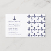 ホワイト&ネイビー航海のいかりライトハウスパターン 名刺 (裏面)
