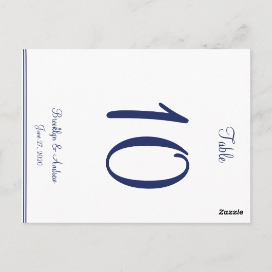 ホワイト ネイビー ウェディング テーブル ナンバー ポストカード (裏面)