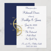 ホワイト ネイビー ウェディング リハーサル 招待状 (正面/裏面)