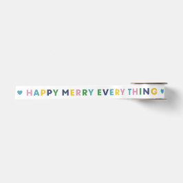 ホワイト ハッピー メリー エブリシング クリスマス リボン サテンリボン