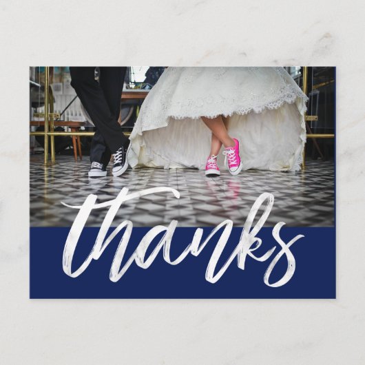 ホワイト・ハンドLettered Thank Youおもしろい写真結婚's ポストカード (正面)