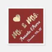 ホワイト・ハート・マルーン・シャンパイニュ金ゴールド スタンダードカクテルナプキン (正面)