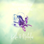 ホワイト&バイオレットフローラ結婚ズ・ウェルカム ウィンドウサイン (シート3)