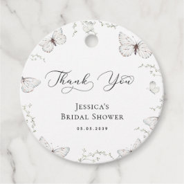 ホワイト バタフライ ガーデン ブライダル シャワー サンクス フェイバータグ