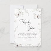 ホワイト バタフライ ガーデン ブライダル シャワー 感謝カード (正面)