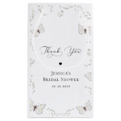 ホワイト バタフライ ガーデン ブライダル シャワー 感謝祭 スモールペーパーバッグ (裏面)