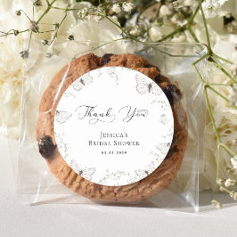 ホワイト バタフライ ガーデン ブライダル シャワー 感謝 ラウンドシール