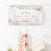 ホワイト&バラ金ゴールドアガテギルトブライダルシャワーウェルカム 横断幕 (インサイチュ)